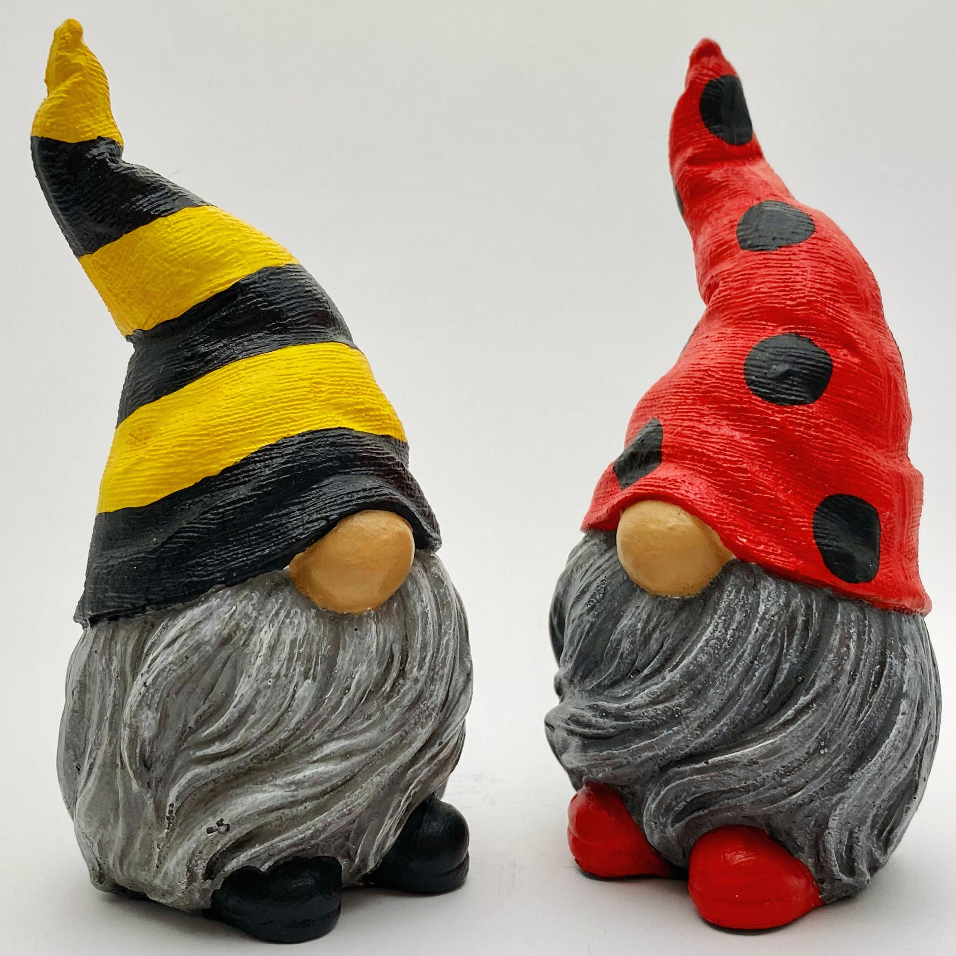 Hand Painted Gonk Statues with Bee Hat and Ladybug Hat