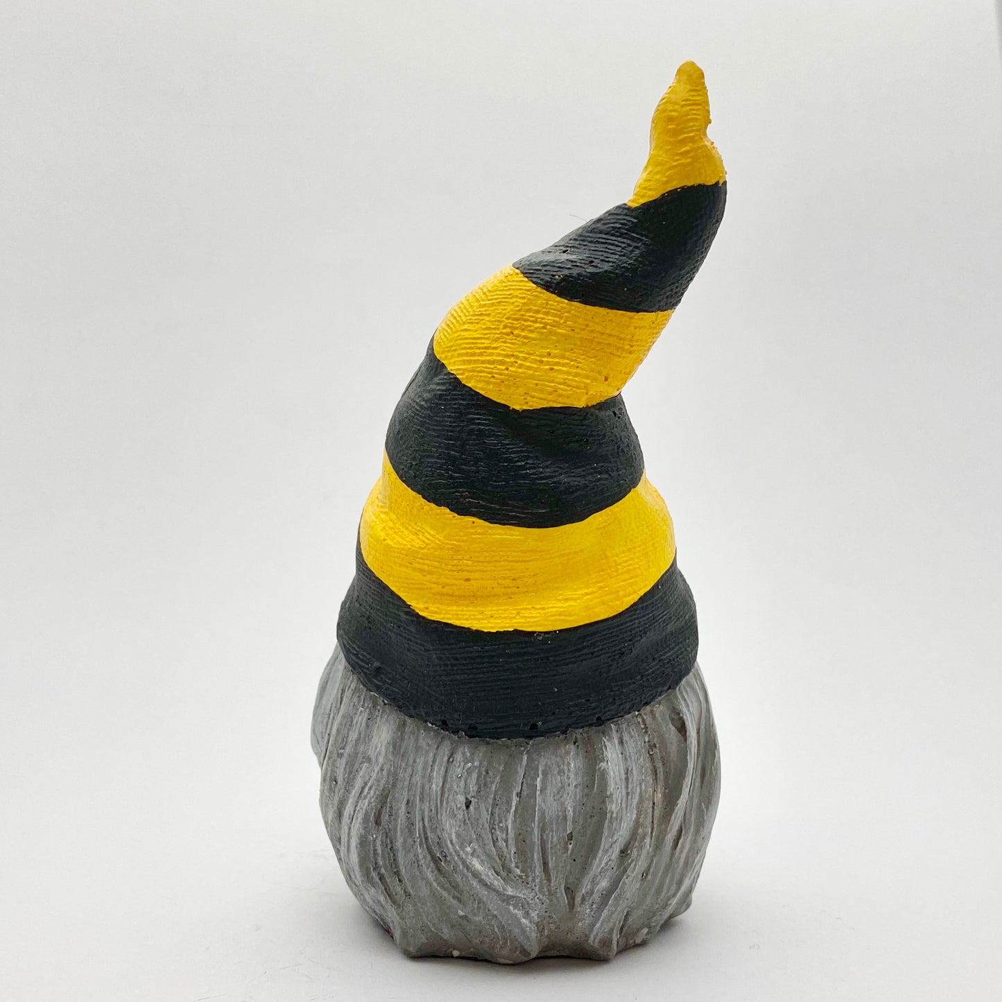 Hand painted Gonk statue with yellow and black striped Bee Hat