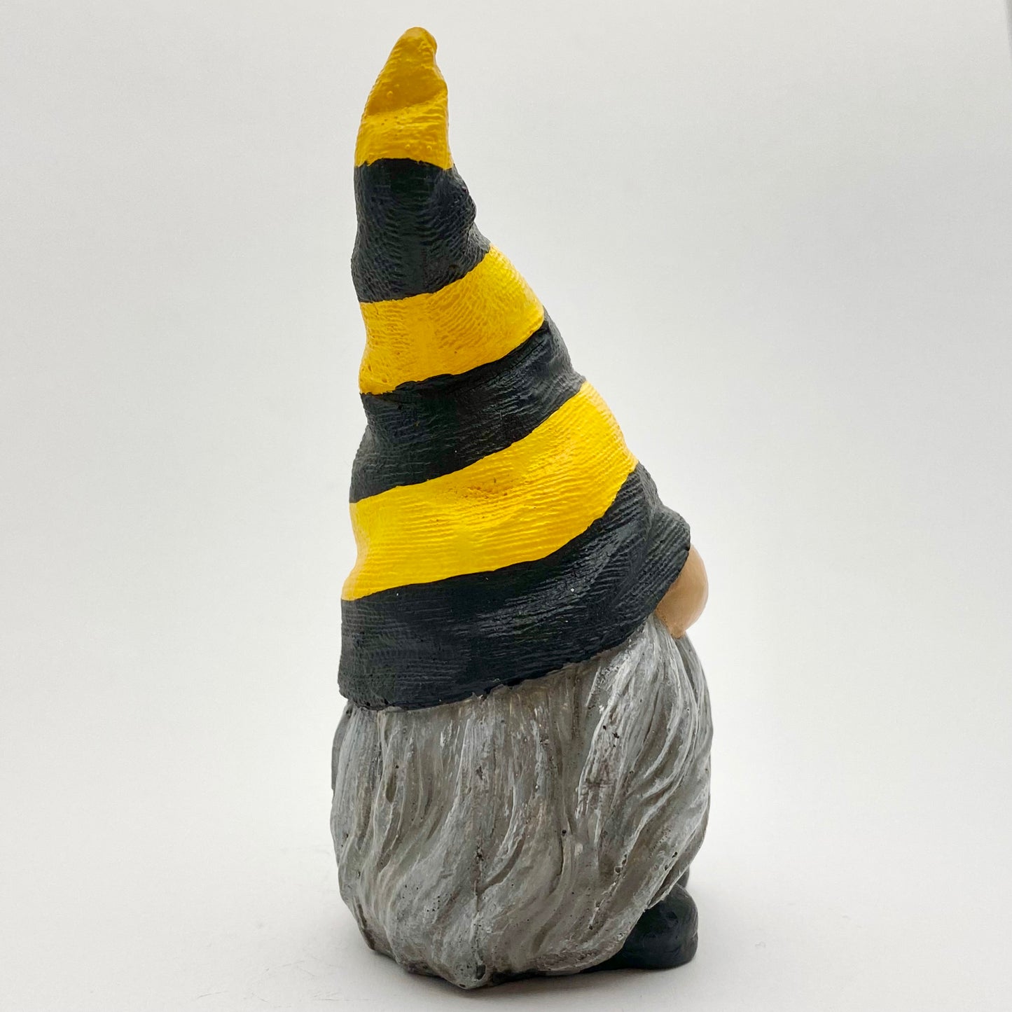 Hand painted Gonk statue with yellow and black striped Bee Hat