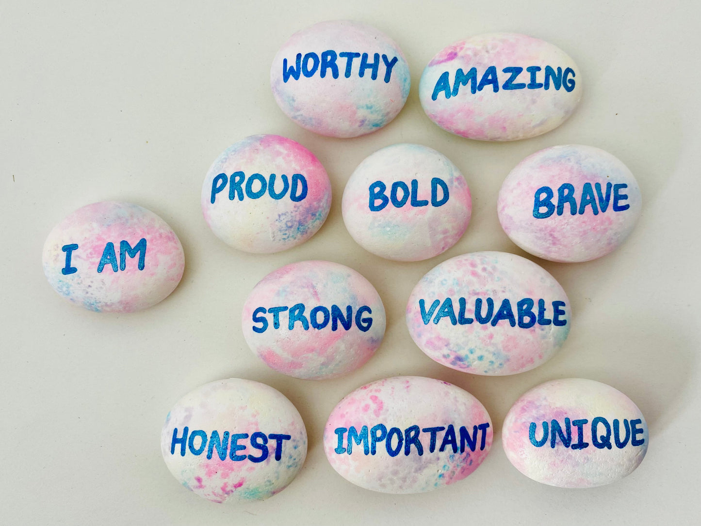I Am Hand painted affirmation pebbles