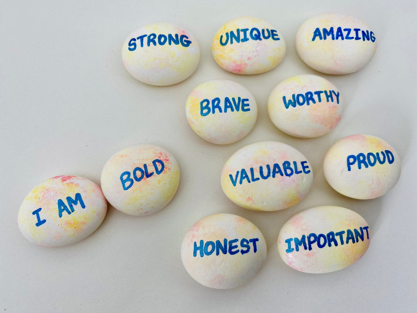 I Am Hand painted affirmation pebbles