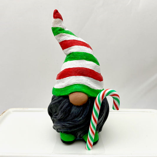 Hand painted Gonk statue with elf hat and candy cane