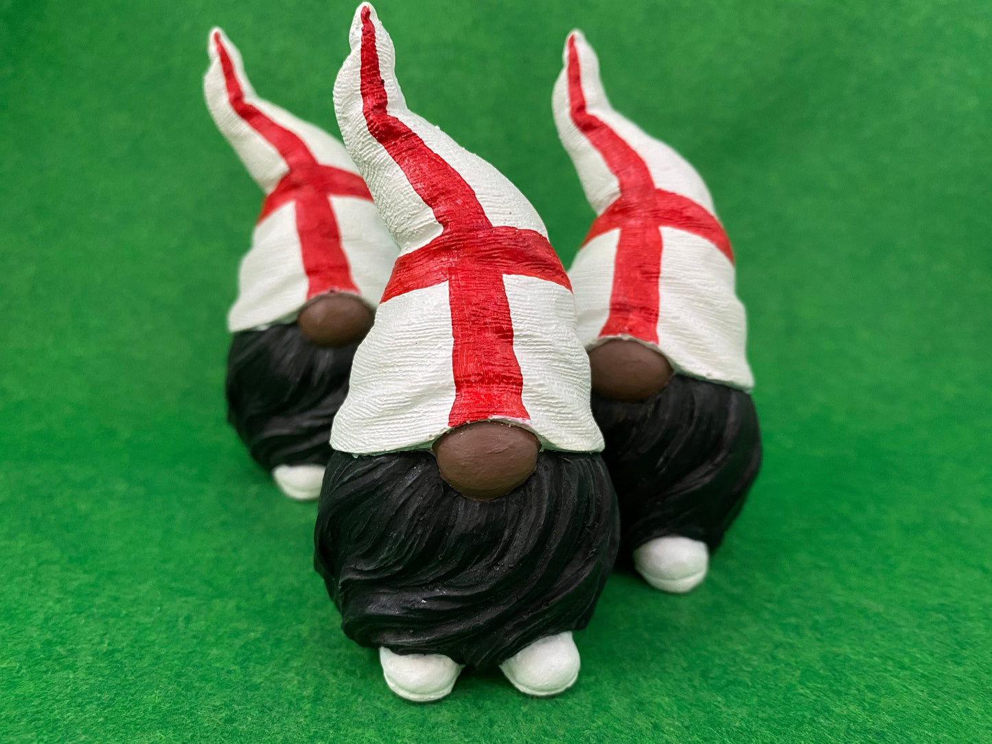 Hand painted Gonk statues with England Flag hats